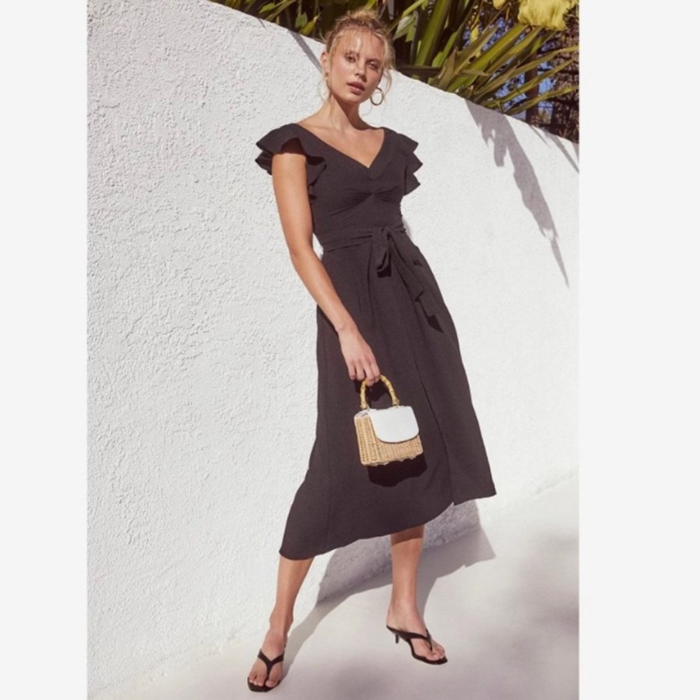 Astr the label Euphoria Dress Black Ruffle Sleeve Medium